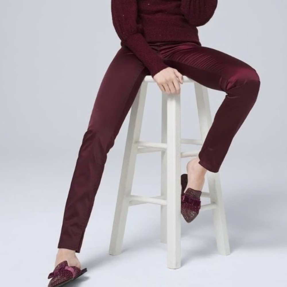 WHBM White House Black Market Cabernet Satin the Slim Pants Size 8‎